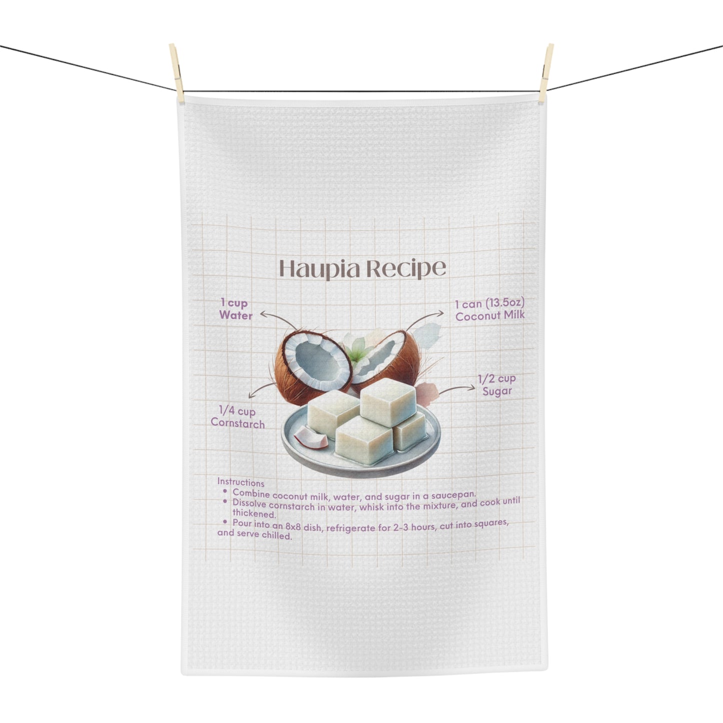 Haupia Recipe Microfiber Tea Towel