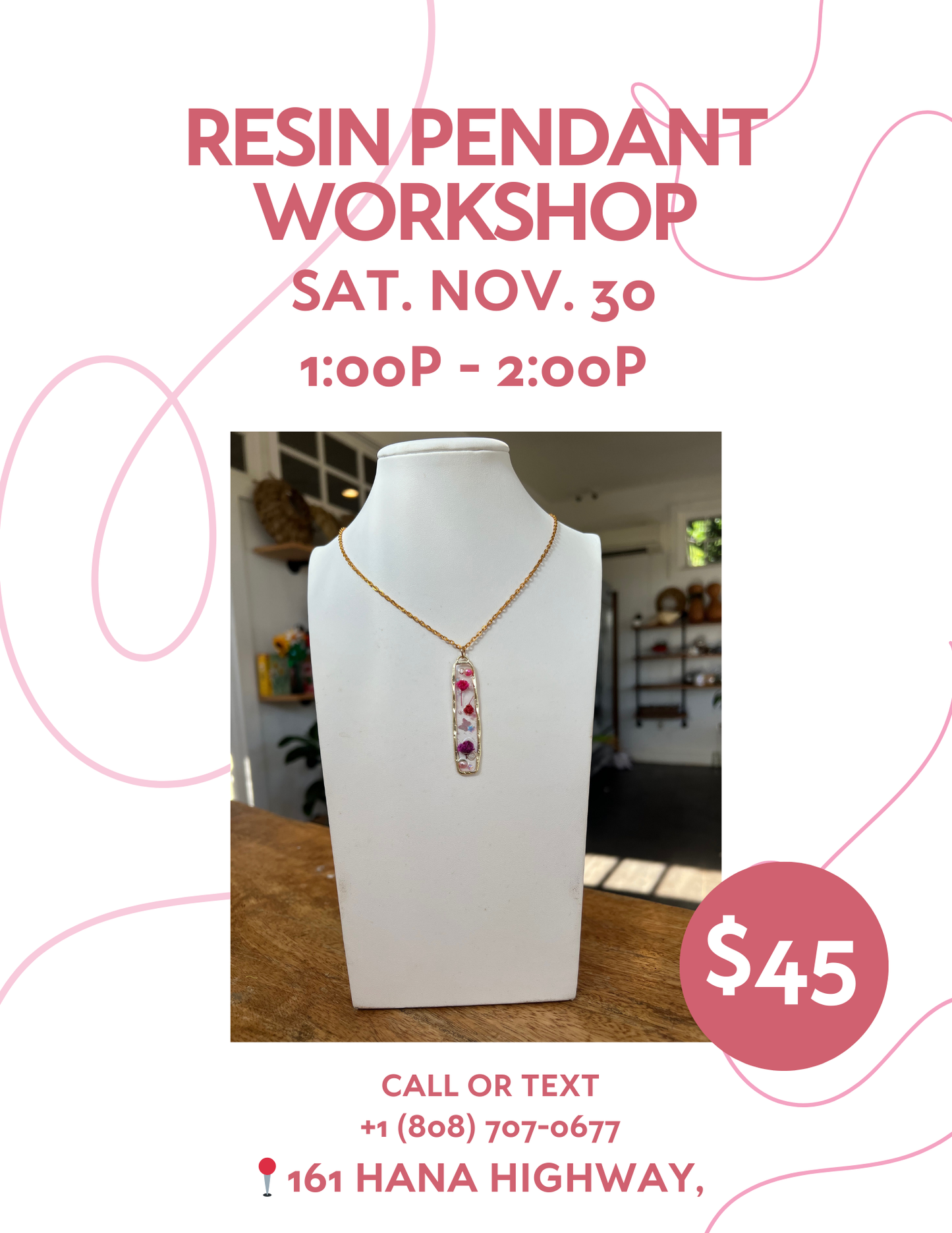 Resin Pendant Workshop - Sat. Nov. 30, 2024