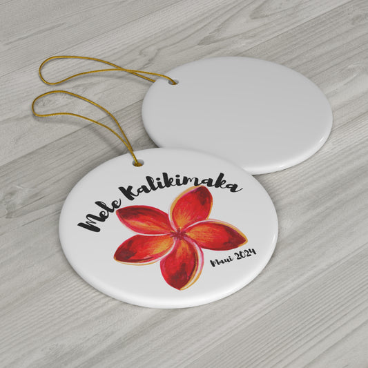 Mele Kalikimaka Plumeria Ornament