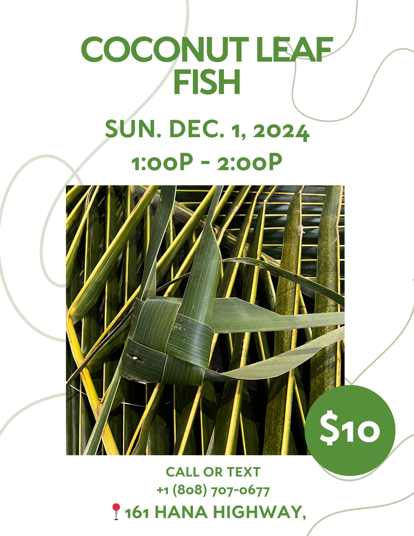 Coconut Leaf Fish Workshop - Sun. Dec. 1, 2024